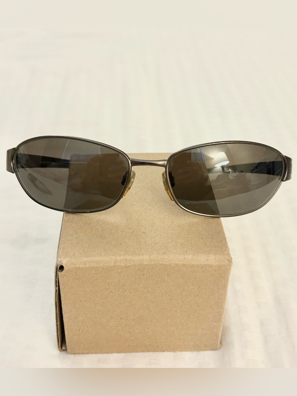 Emporio Armani Vintage Brown Lens Metal Oval Sunglasses